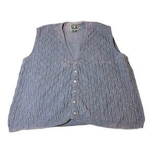 Lake Harmony USA Cable Knitted Button Down 100% Cotton Gray Vest Men’s Size XL
